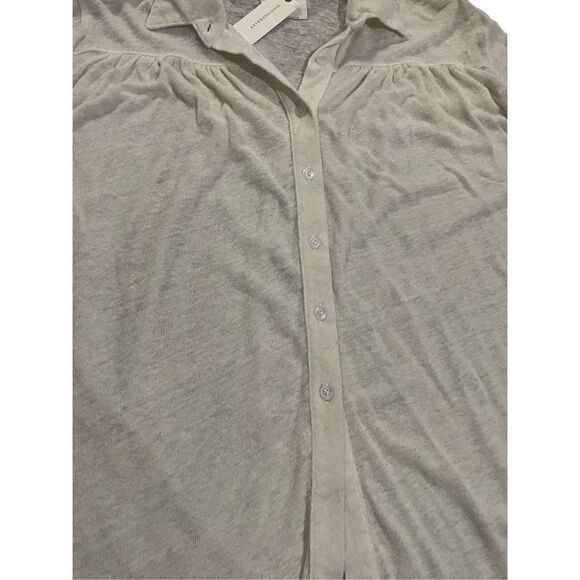 Anthropologie t.la sheer ivory long sleeve collar blouse size small NWT - Picture 6 of 9